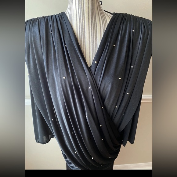 Vintage 1980s Nightworks Black Fringe Dress Wrap 80’s Plus Size 14 XL Dropwaist - Picture 6 of 12